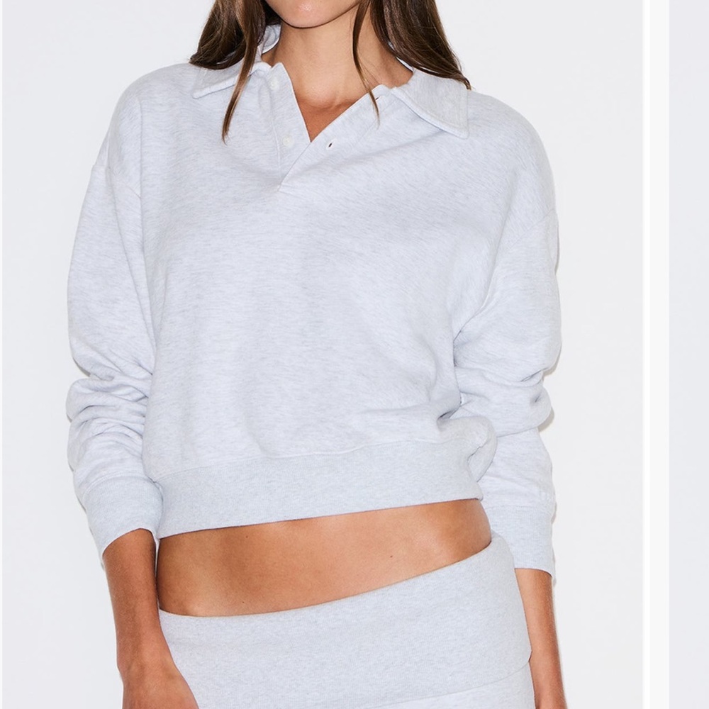 SKIMS Cotton Fleece Blend Polo Sweatshirt